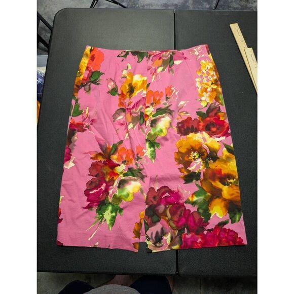 T by Talbots Pink Floral Cotton Skirt Women's 10 - Picture 2 of 4